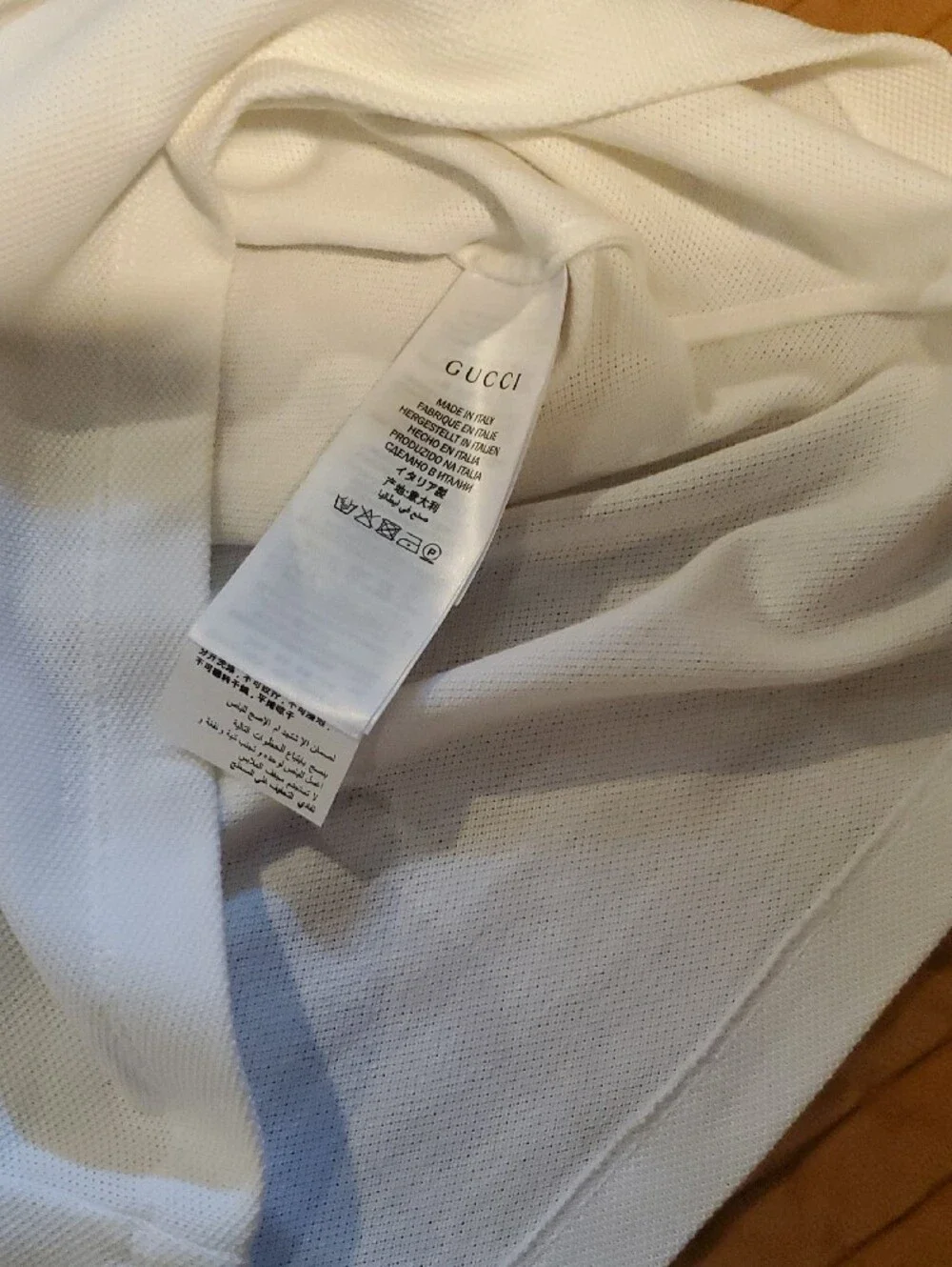 Gucci White Polo with Navy Collar and Red-Trim Shoulder Stripes